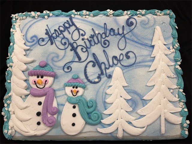 snowmen sheet cake